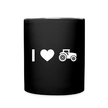 Ich Herz und Traktor - - Tasse einfarbig - Schwarz - Vorne
