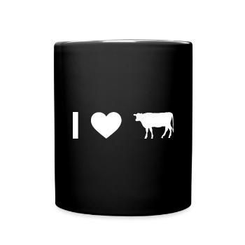 Ich Herz und Kuh - - Tasse einfarbig - Schwarz - Vorne