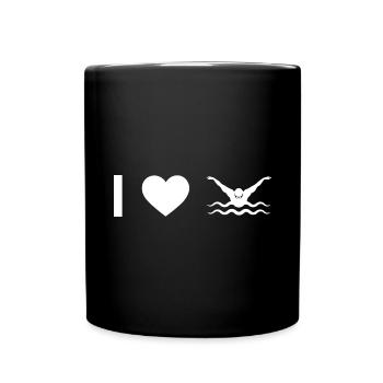 I Heart and Swimming - - Full Colour Mug - black - Front