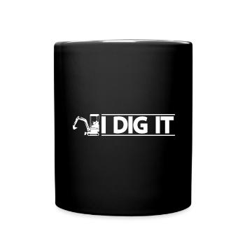 Retro Bagger Spruch Baggerfahrer Baustelle - Tasse einfarbig - Schwarz - Vorne