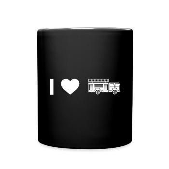 I Heart and Fire Truck - - Full Colour Mug - black - Front