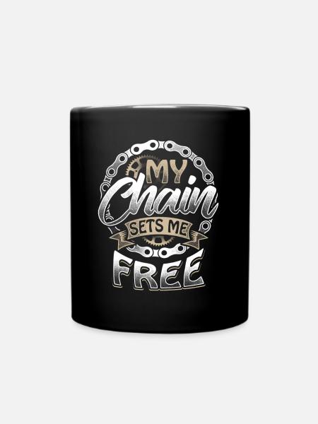 My Chain Sets Me Free - Bicycle Cycling Chain - Full Colour Mug - black