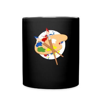 Kunst Palette Farben Pinsel malen Geschenkidee - Tasse einfarbig - Schwarz - Vorne