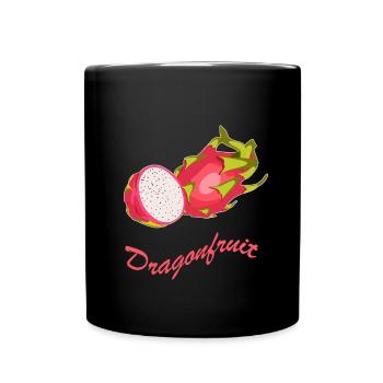 Dragon fruit vegan cartoon healthy gingerbread - Full Colour Mug - black - Front