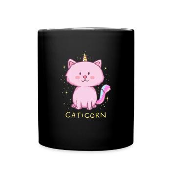 Rosa entzückende flauschige Geschenkidee der Katze - Tasse einfarbig - Schwarz - Vorne