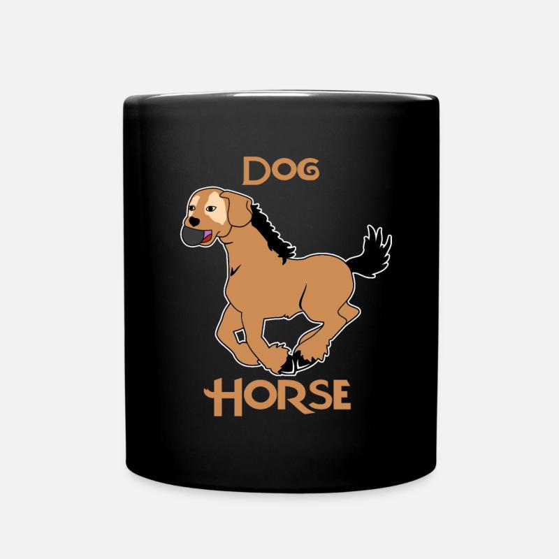 Hund Pferd Comic lustig funny Geschenkidee - Tasse einfarbig - Schwarz