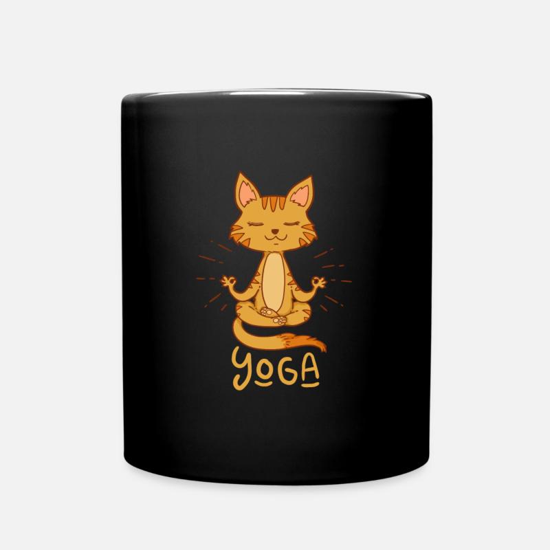 Katze Yoga meditieren süße Geschenkidee - Tasse einfarbig - Schwarz