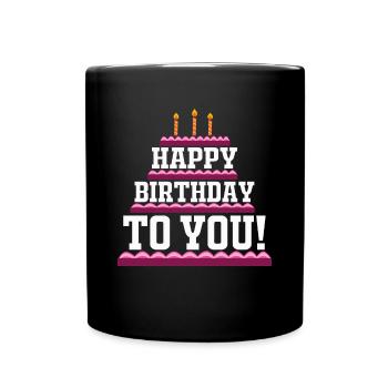 Birthday cake Happy Birthday retro gift - Full Colour Mug - black - Front