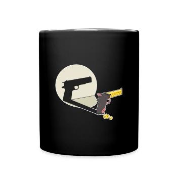 Jeu d’ombre rat pistolet pistolet drôle cadeau - Mug uni - noir - Devant