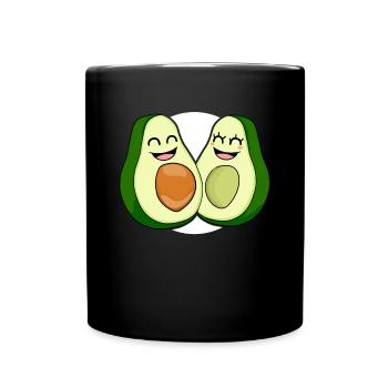 Paire de cadeaux Kawaii Comic Love à l'avocat - Mug uni - noir - Devant