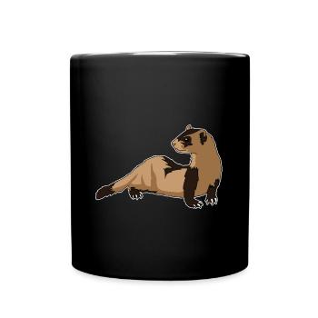 Ferret Weasel Mader Comic Kawaii Gift Idea - Full Colour Mug - black - Front