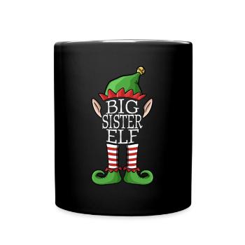 Big Sister Elf Xmas Christmas Family Costume - Full Colour Mug - black - Front