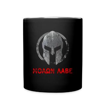 Sparta Krieger Helm Molon Labe - Tasse einfarbig - Schwarz - Vorne