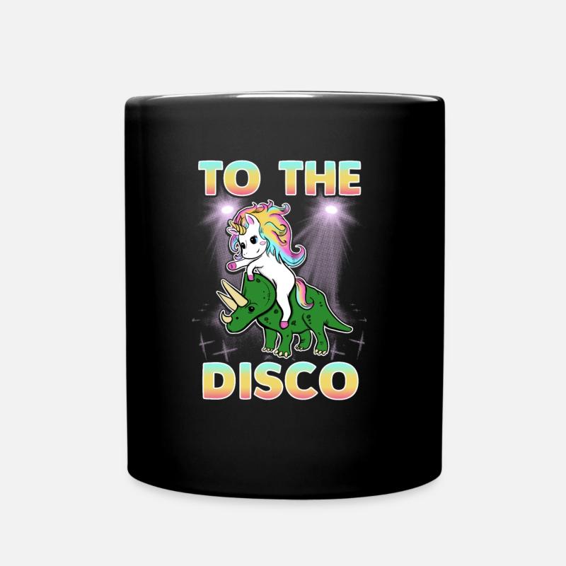 To the Disco Einhorn und Dinosaurier - Tasse einfarbig - Schwarz