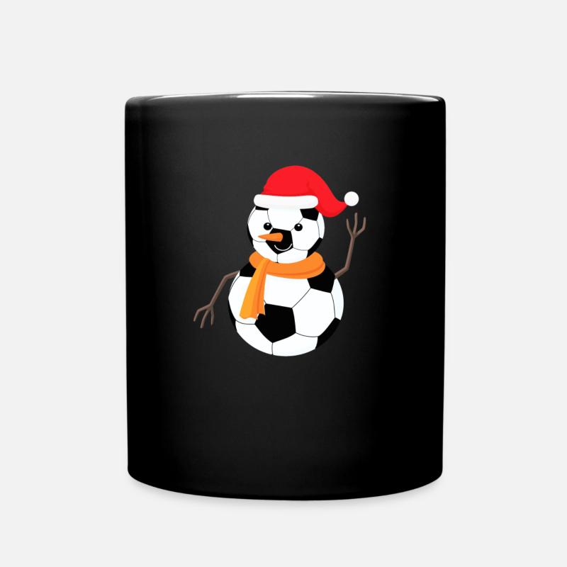 Fußball-Schneemann - Tasse einfarbig - Schwarz