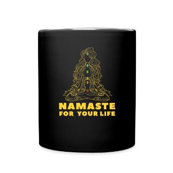 Namaste Yoga Lotus Sitz lustiger Spruch Geschenk - Tasse einfarbig - Schwarz - Vorne