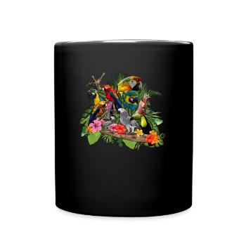 Papageien Graupapagei Kakadu - Tasse einfarbig - Schwarz - Vorne