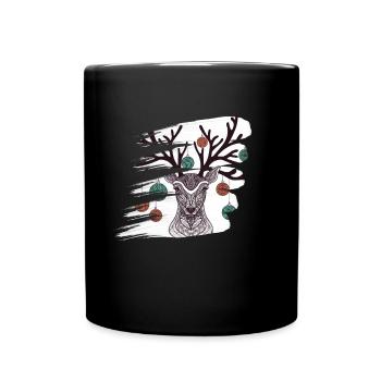 Christmas Deer Christmas Day Abstract Art Work - Full Colour Mug - black - Front
