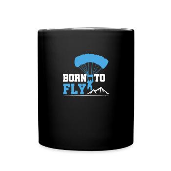 Born To Fly Paragliding Adventure Paraglider - Full Colour Mug - black - Front