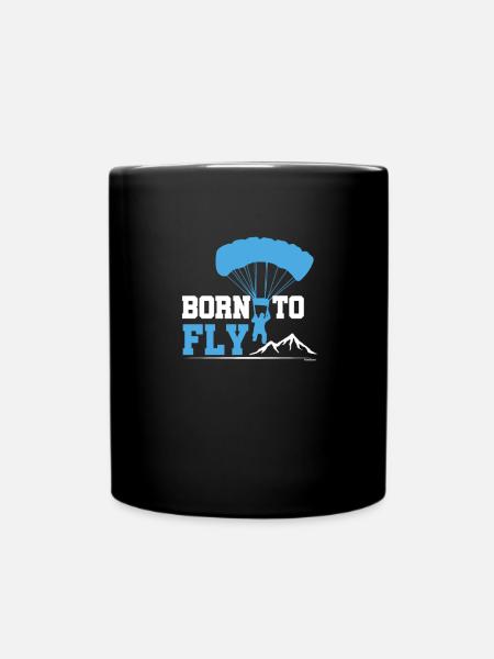 Born To Fly Paragliding Adventure Paraglider - Full Colour Mug - black