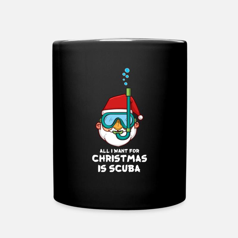 Tout ce que je veux pour Noël, c'est Scuba Xmas Scuba Diver - Mug uni - noir