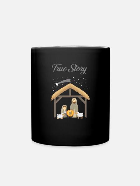 Jesus True Story Christmas Day Xmas Birth of - Full Colour Mug - black