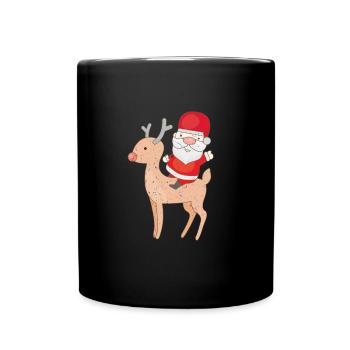 Sankt-Reiten auf Rudolph-Ren-Weihnachtsweihnachten - Tasse einfarbig - Schwarz - Vorne