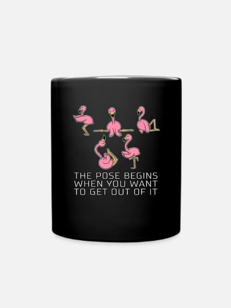 Flamingo Funny saying Yoga Pilates Gift - Full Colour Mug - black