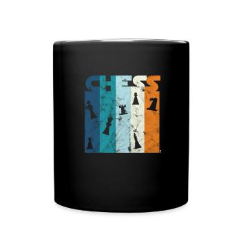 Beunruhigter Retro grafischer Schachfigur-Großmeister - Tasse einfarbig - Schwarz - Vorne