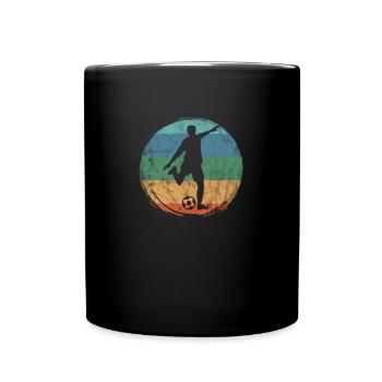 Retro Football Soccer Sports Vintage Graphic - Full Colour Mug - black - Front