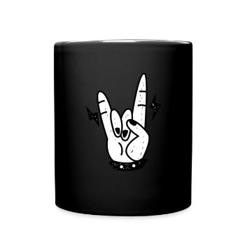 Awesome Rock And Roll Hand Sign Distressed Graphic - Full Colour Mug - black - Front