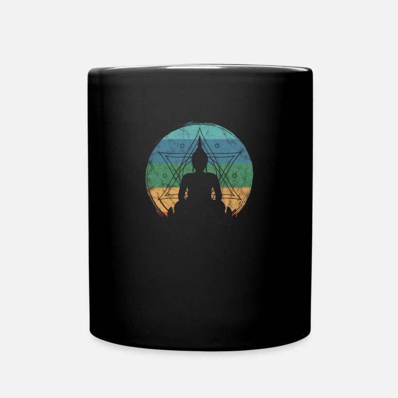 Vintager Meditations-Buddhismus-buddhistischer Zen-Frieden - Tasse einfarbig - Schwarz