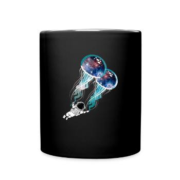 Nebula Galaxy Astronaut Outer Space Jellyfish - Full Colour Mug - black - Front