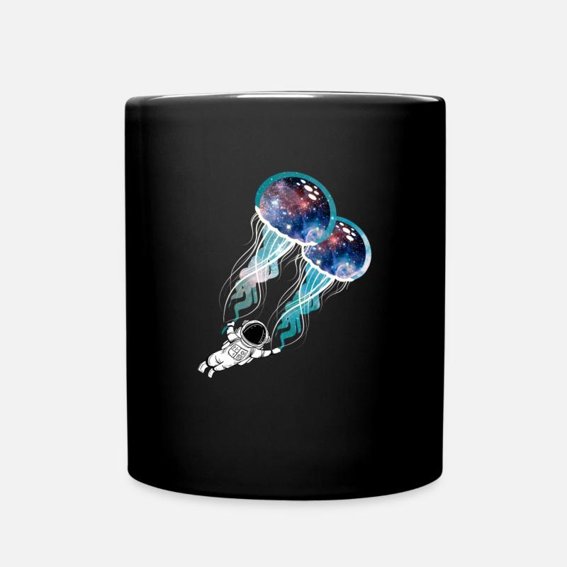Nebula Galaxy Astronaut Outer Space Jellyfish - Full Colour Mug - black
