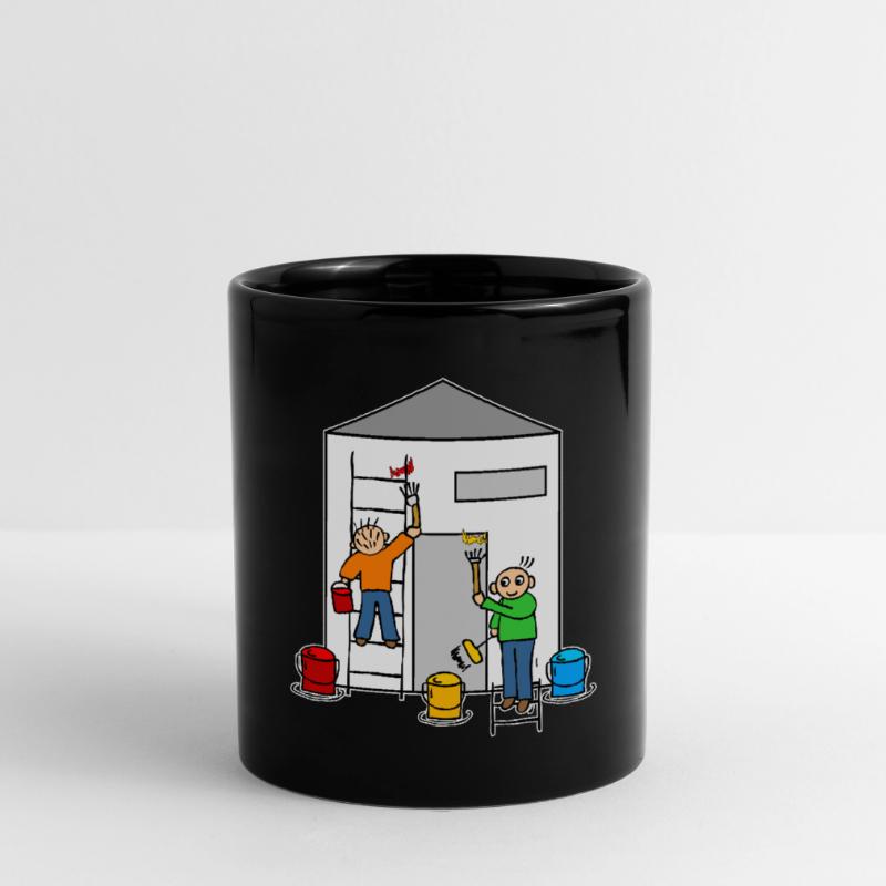 Maler oder Anstreicher streichen ein Haus Tasse einfarbig