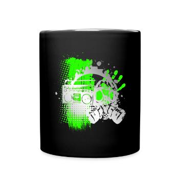 Gas Mask Silver Tattoo Style - Full Colour Mug - black - Front