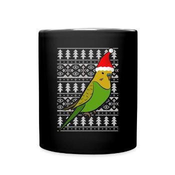 Wellensittich Muetze Geschenk Weihnachten Ugly Chr - Tasse einfarbig - Schwarz - Vorne