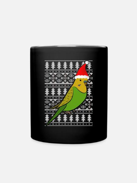 Wellensittich Muetze Geschenk Weihnachten Ugly Chr - Tasse einfarbig - Schwarz