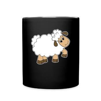 Comic Cartoon Wolle Bauernhof Schaf Lamm Geschenk - Tasse einfarbig - Schwarz - Vorne