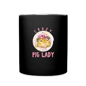 Crazy Pig Lady Cavy Cochon d'Inde Domestique Maigre - Mug uni - noir - Devant