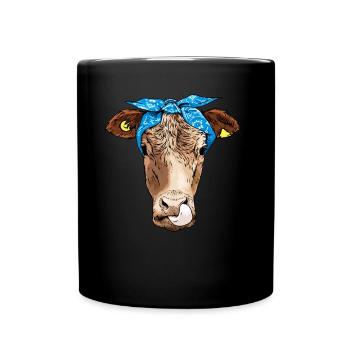 Hipster Kuh Tier - Tasse einfarbig - Schwarz - Vorne