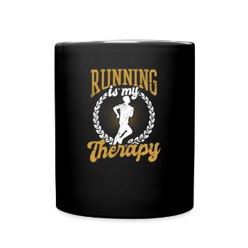 10k Laufen Laufen ist mein Therapie-Geschenk - Tasse einfarbig - Schwarz - Vorne