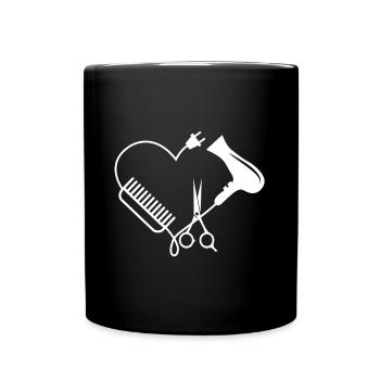 Peigne de coiffure cadeau coeur coeur seche cheveux - Mug uni - noir - Devant