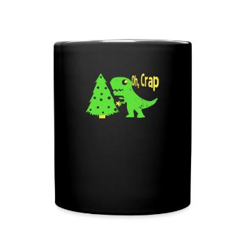 Dinosaur Christmas Oh Crap Gift - Full Colour Mug - black - Front
