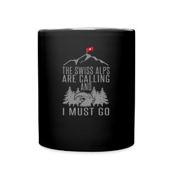 Schweiz Berge Wandern Steinbock Spruch Geschenk - Tasse einfarbig - Schwarz - Vorne