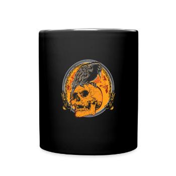 Raven Skull Art Ornamental Bird Crow Animals - Full Colour Mug - black - Front