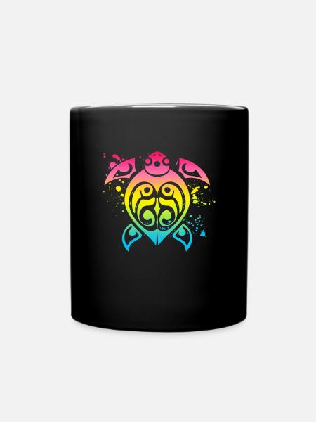 Tortue colorée Hawaii Honolulu Tiki Summer Beach - Mug uni - noir