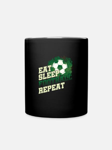 Eat Sleep Football Repeat Goal Coach Ball Game - Full Colour Mug - black