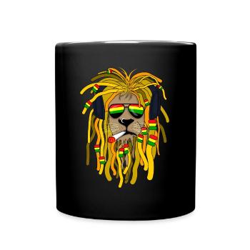 Cadeau d'écouteurs Reggae Lion Rastafari - Mug uni - noir - Devant