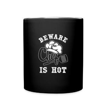 Funny Awesome Chefs Gifts Beware Chef Is Hot - Full Colour Mug - black - Front
